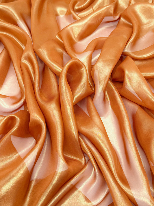 Rust Gold Shimmer Chiffon
