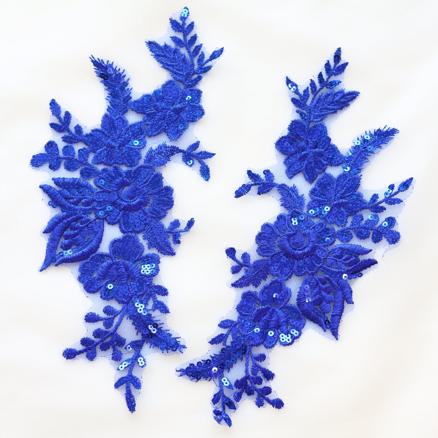 MM033 1 Pair Sequins Lace Flower Embroidered Patch