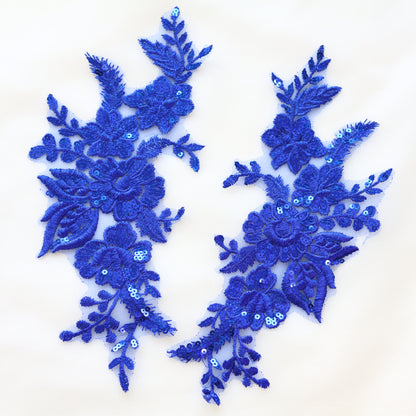 MM033 1 Pair Sequins Lace Flower Embroidered Patch