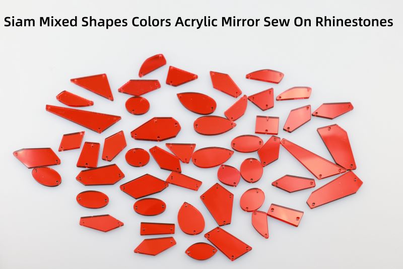 mixed shapes colors acrylic mirror sew on rhinestones