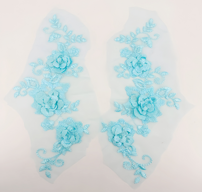 MM030 1 Pair 3D color lace applique craft flower patch