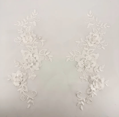 MM030 1 Pair 3D color lace applique craft flower patch
