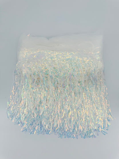 Shining Mesh Fabric Lace Fringe Sequins Paillette Tassel Ribbon
