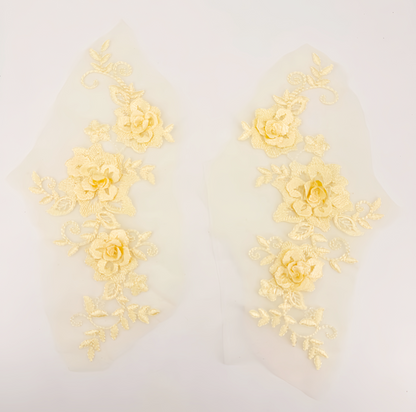 MM030 1 Pair 3D color lace applique craft flower patch